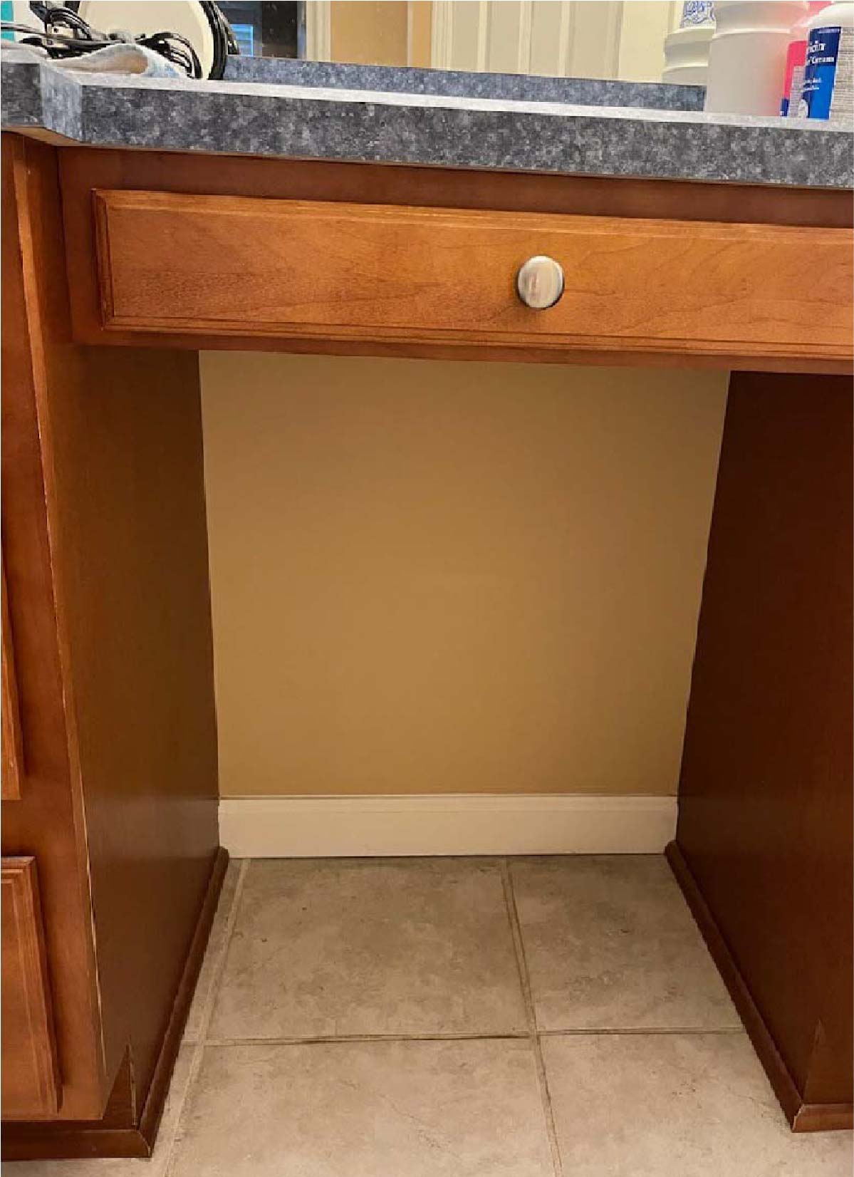 Middle picture of before cabinet